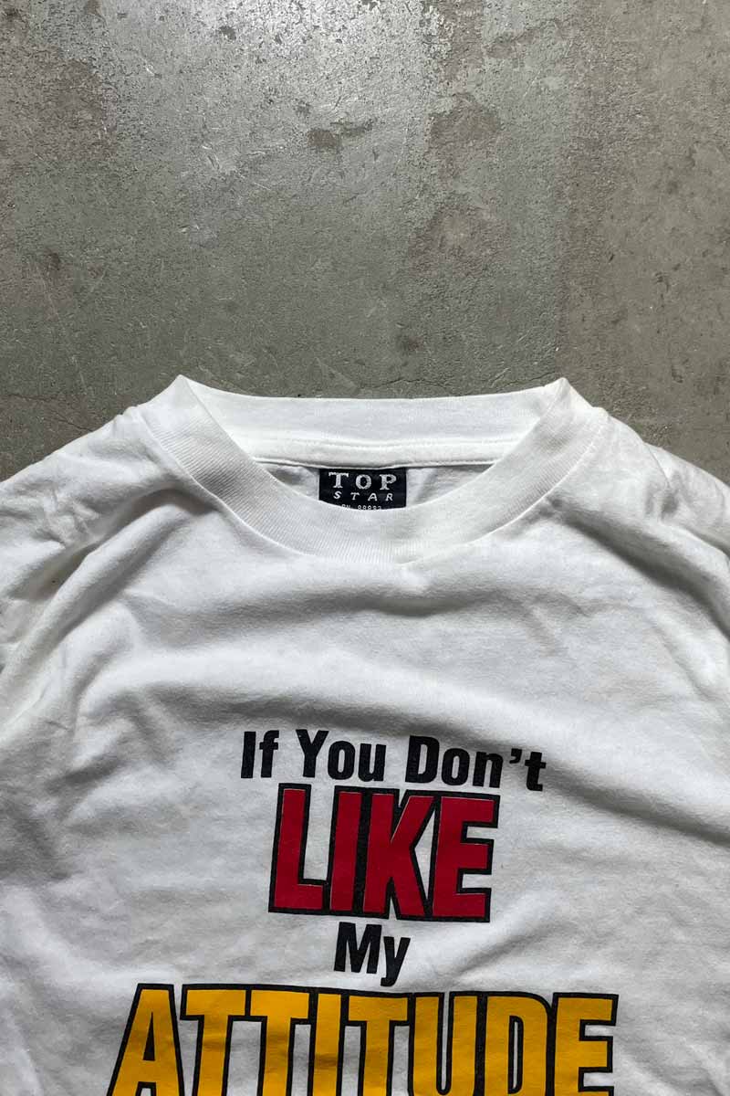 92'S LIKE MY ATTITUDE MESSAGE T-SHIRT / WHITE [SIZE: M USED]