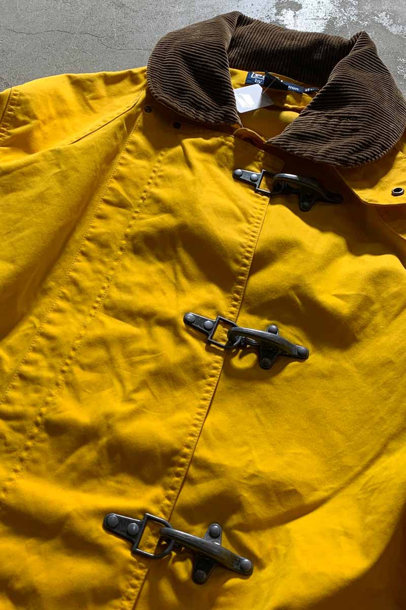 90's COTTON NYLON FIREMAN JACKET / YELLOW [SIZE: L USED]