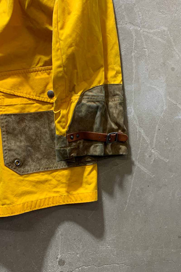 90's COTTON NYLON FIREMAN JACKET / YELLOW [SIZE: L USED]