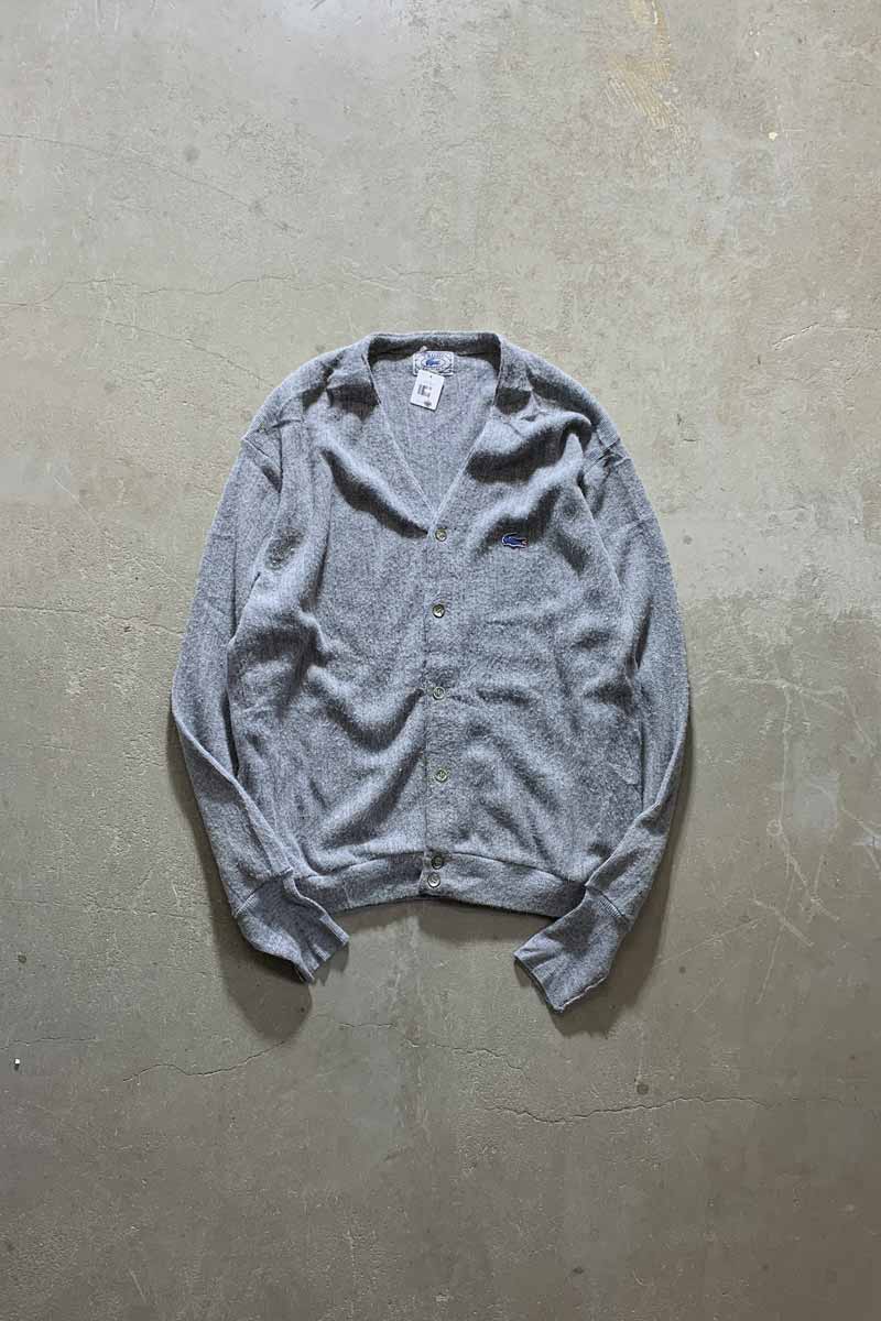 70-80s ACRYLIC KNIT CARDIGAN / GREY [SIZE: L USED]