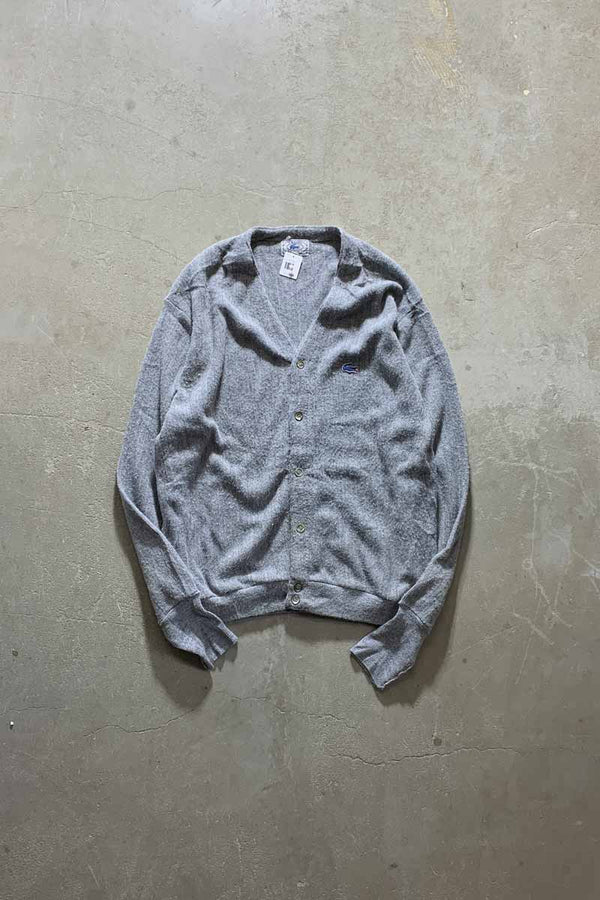 70-80s ACRYLIC KNIT CARDIGAN / GREY [SIZE: L USED]