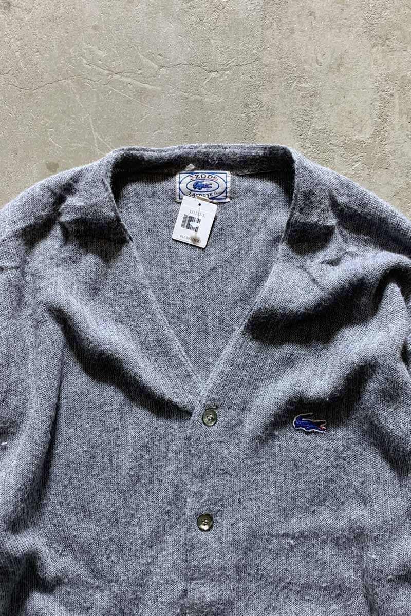 70-80s ACRYLIC KNIT CARDIGAN / GREY [SIZE: L USED]