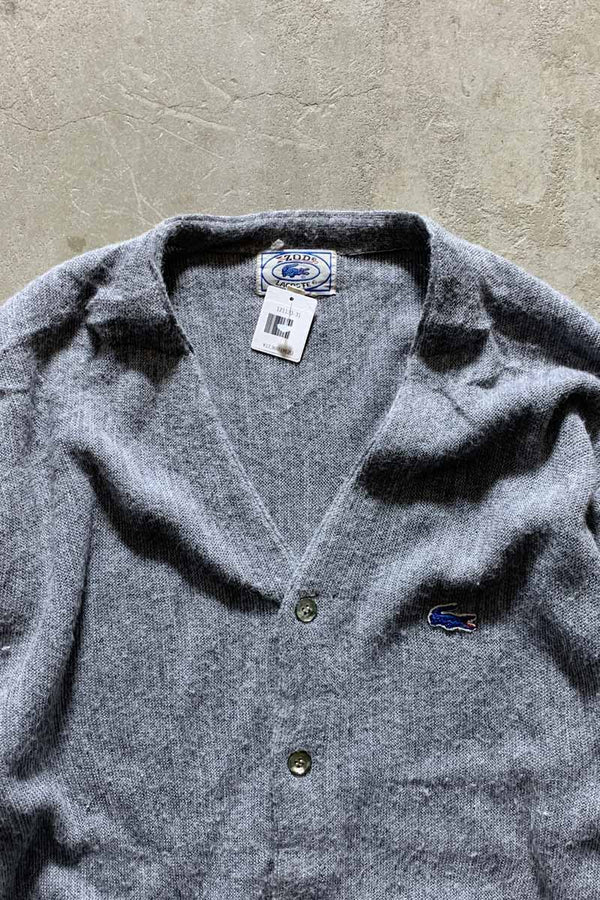 70-80s ACRYLIC KNIT CARDIGAN / GREY [SIZE: L USED]