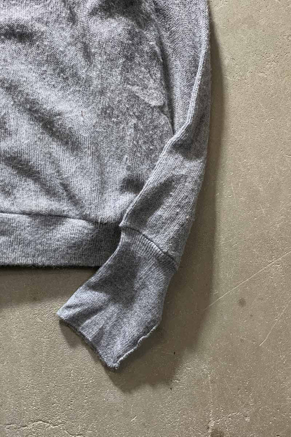 70-80s ACRYLIC KNIT CARDIGAN / GREY [SIZE: L USED]