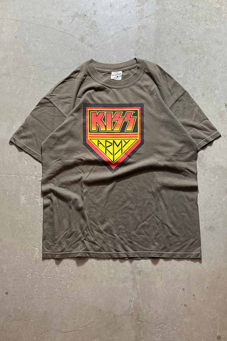 MADE IN USA 96'S KISS ARMY T-SHIRT / KHAKI [SIZE: L USED]