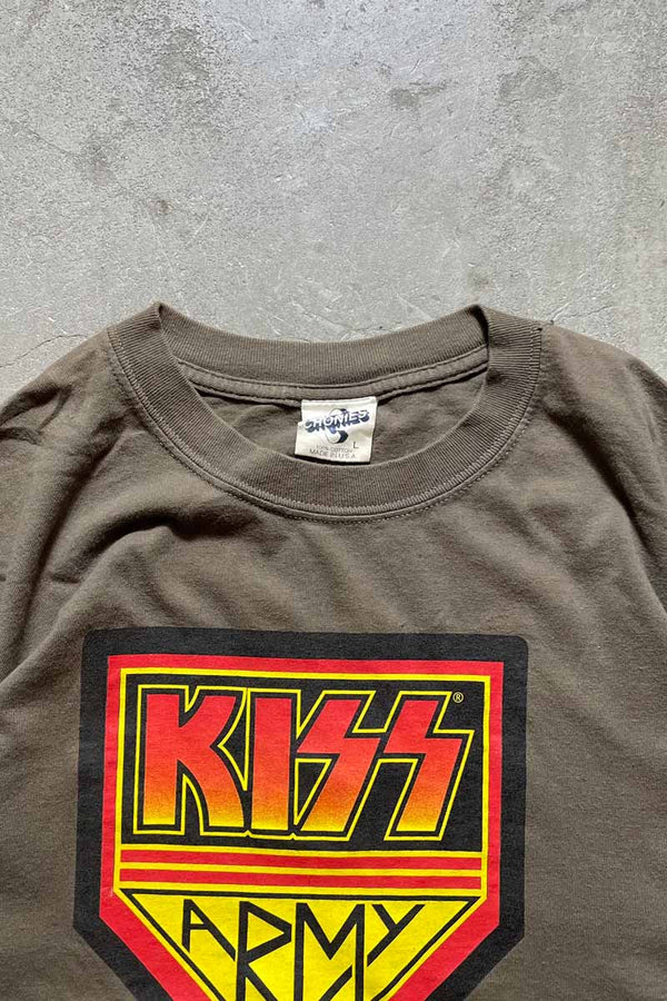 MADE IN USA 96'S KISS ARMY T-SHIRT / KHAKI [SIZE: L USED]