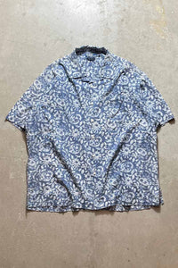 90'S S/S CALDWELL FLOWER PATTERN SHIRT / BLUE [SIZE: XL USED]