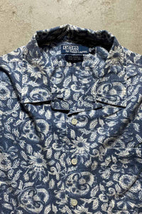 90'S S/S CALDWELL FLOWER PATTERN SHIRT / BLUE [SIZE: XL USED]