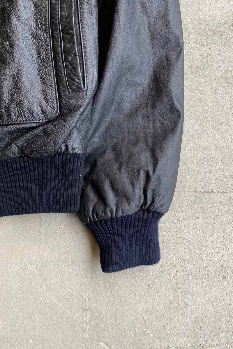 90'S BACK EMBROIDERY A-2 FLIGHT LEATHER JACKET / BLACK [SIZE: L USED]