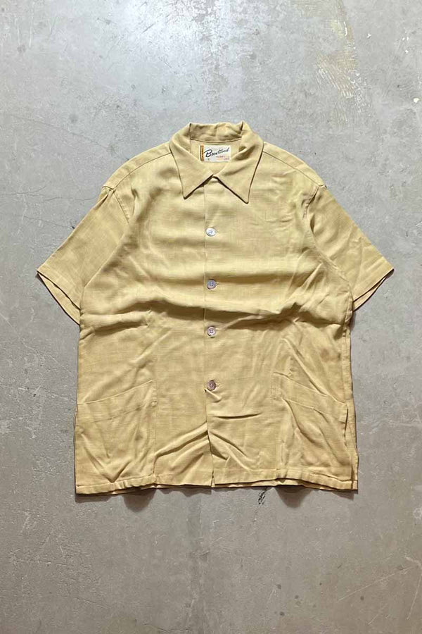 70s S/S DOUBLE POCKET SHIRT / YELLOW [SIZE: XL Equivalent USED]