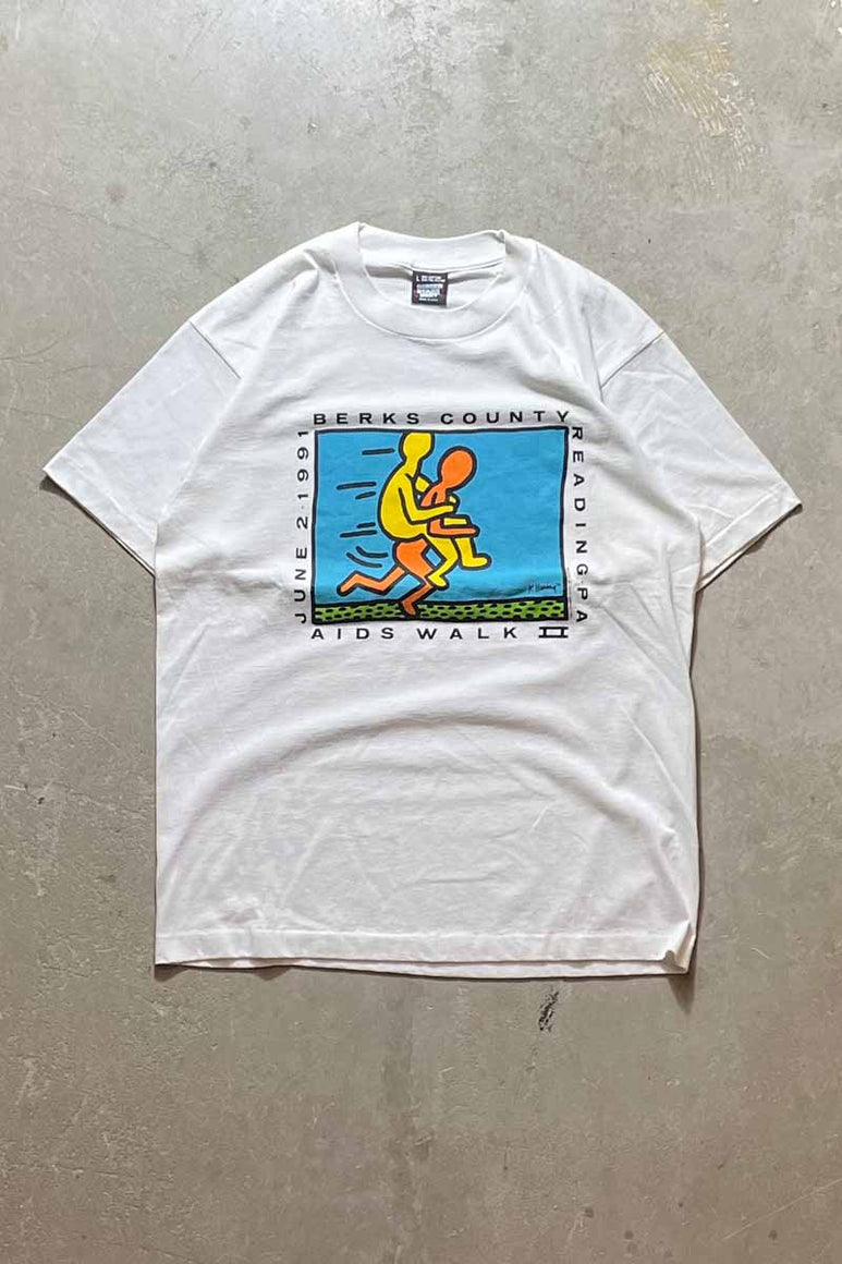 MADE IN USA 91'S KEITH HARING ART T-SHIRT / WHITE [SIZE: L USED]