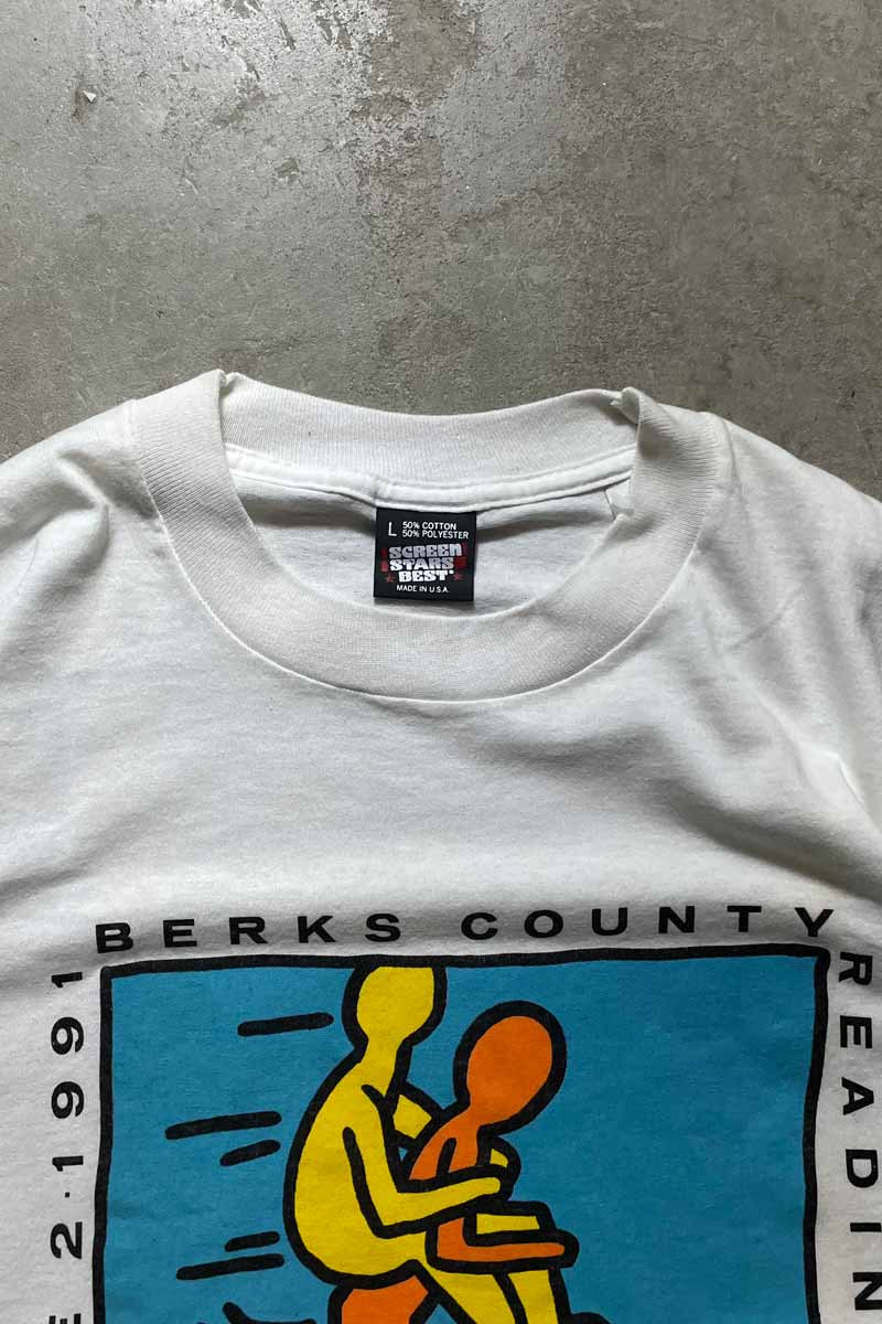 MADE IN USA 91'S KEITH HARING ART T-SHIRT / WHITE [SIZE: L USED]