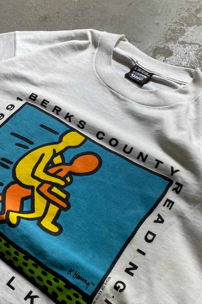 MADE IN USA 91'S KEITH HARING ART T-SHIRT / WHITE [SIZE: L USED]