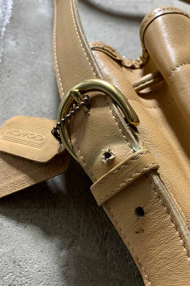 MADE IN USA 90'S MEDIUM LEATHER SHOULDER BAG / CAMEL [SIZE: ONE SIZE USED]