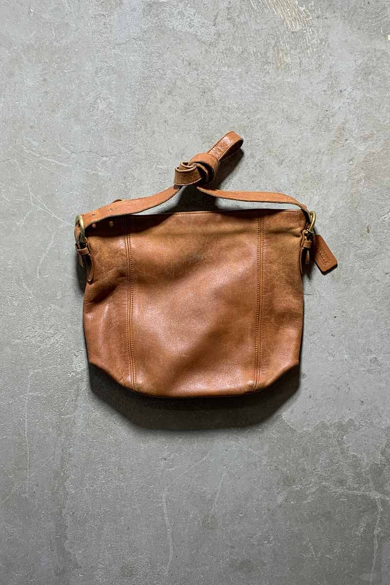 MADE IN USA 80'S MEDIUM LEATHER SHOULDER BAG / BROWN [SIZE: ONE SIZE USED]