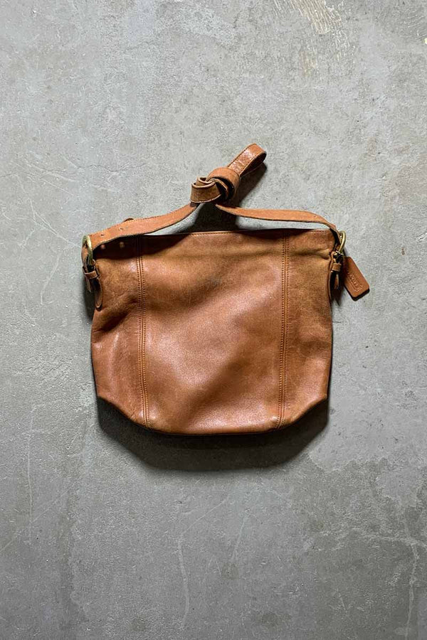 MADE IN USA 80'S MEDIUM LEATHER SHOULDER BAG / BROWN [SIZE: ONE SIZE USED]