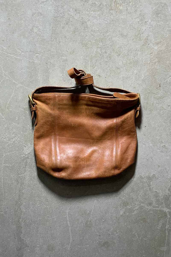 MADE IN USA 80'S MEDIUM LEATHER SHOULDER BAG / BROWN [SIZE: ONE SIZE USED]