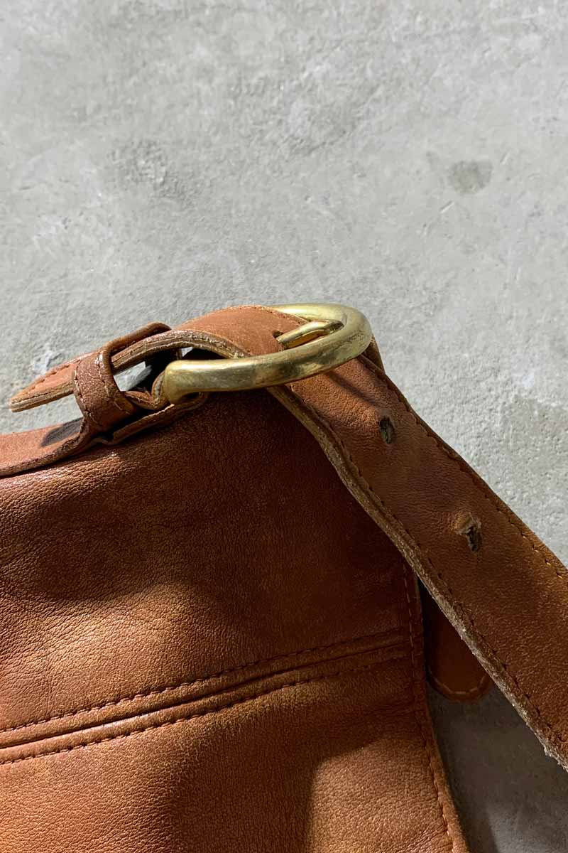 MADE IN USA 80'S MEDIUM LEATHER SHOULDER BAG / BROWN [SIZE: ONE SIZE USED]