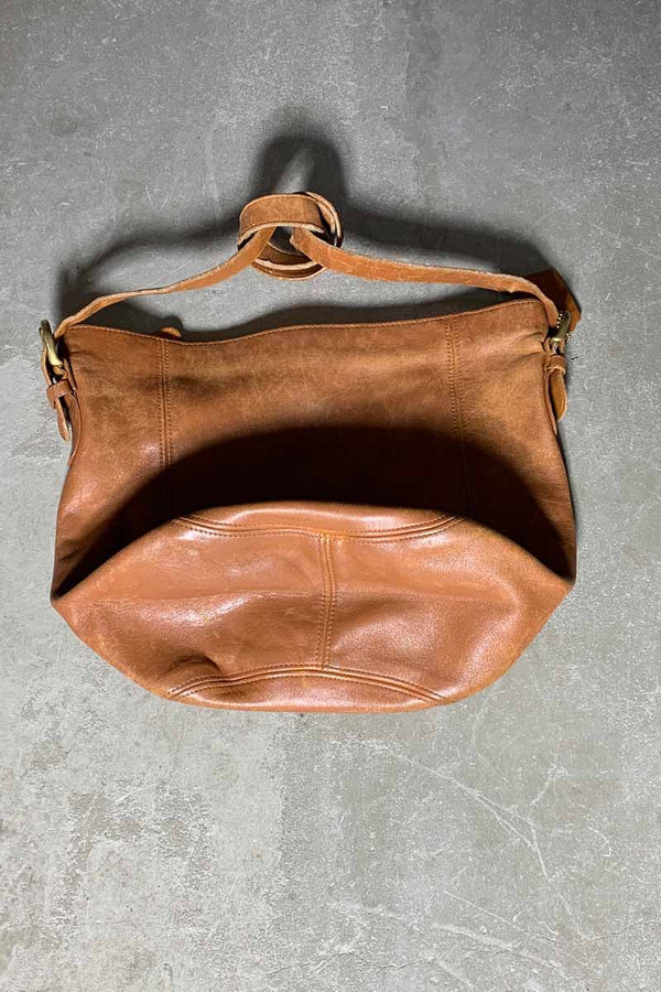 MADE IN USA 80'S MEDIUM LEATHER SHOULDER BAG / BROWN [SIZE: ONE SIZE USED]