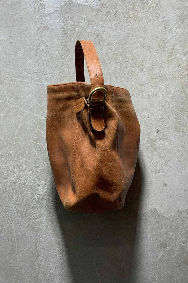 MADE IN USA 80'S MEDIUM LEATHER SHOULDER BAG / BROWN [SIZE: ONE SIZE USED]