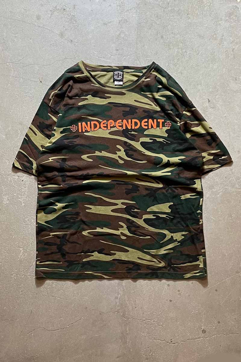 Y2K EARLY 00'S INDEPENDENT BACK LOGO PRINT T-SHIRT / CAMO [SIZE: XL USED]