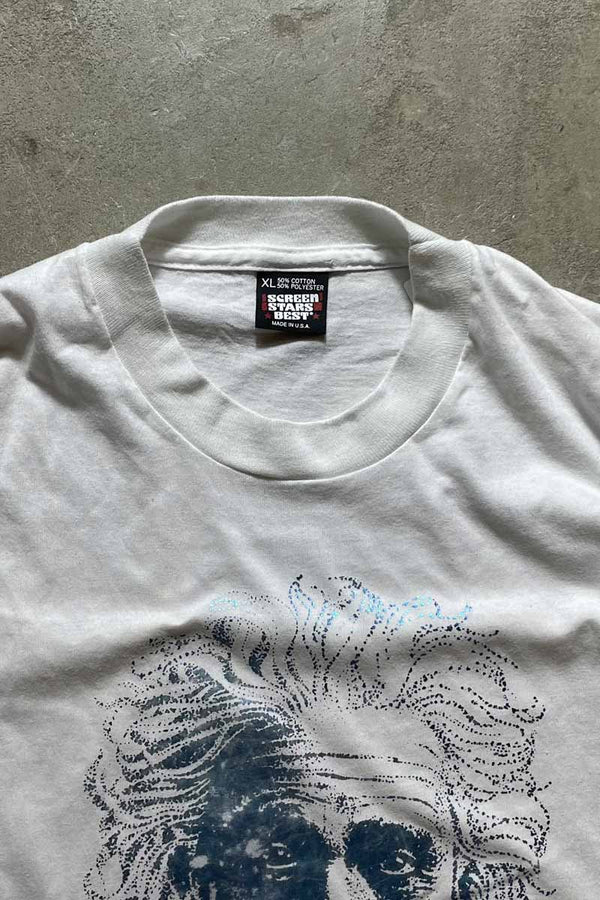 MADE IN USA 89'S EINSTEIN FOIL PRINT T-SHIRT / WHITE [SIZE: XL USED]
