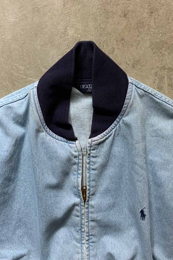 MADE IN USA 80'S ZIP DENIM JACKET / LIGHT INDIGO [SIZE: L USED]