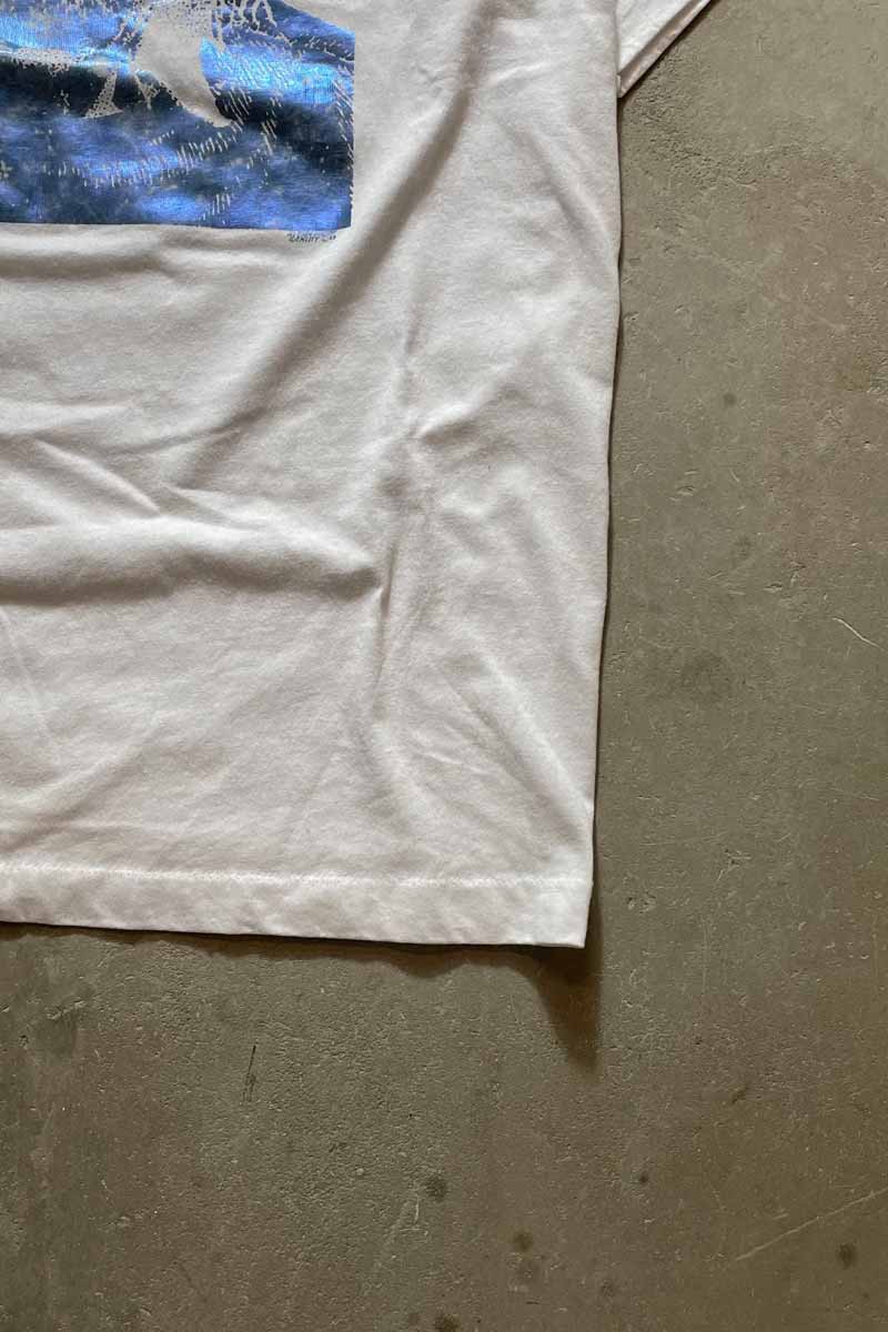 MADE IN USA 89'S EINSTEIN FOIL PRINT T-SHIRT / WHITE [SIZE: XL USED]