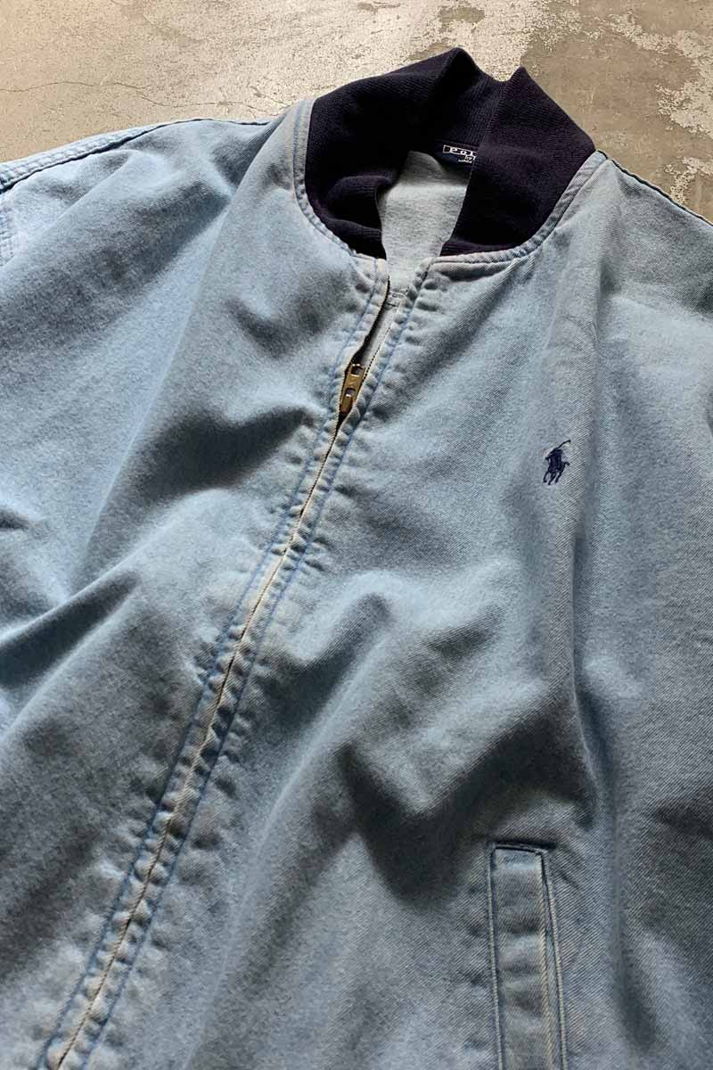 MADE IN USA 80'S ZIP DENIM JACKET / LIGHT INDIGO [SIZE: L USED]
