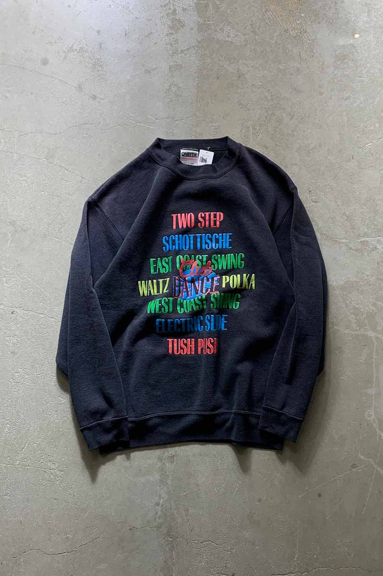 MADE IN USA 90'S DANCE PRINT SWEATSHIRT / BLACK [SIZE: L USED]