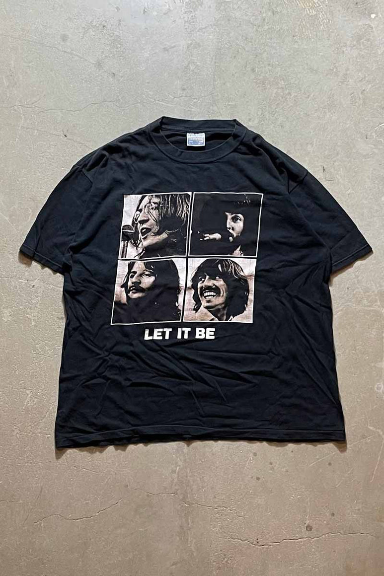 MADE IN USA 96'S THE BEATLES LET IT BE PRINT BAND T-SHIRT / BLACK [SIZE: XL USED]