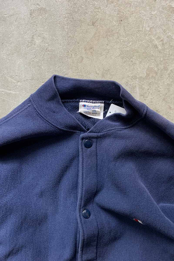 MADE IN USA 80'S REVERSE WEAVE SNAP SWEAT JACKET / NAVY [SIZE: L USED]