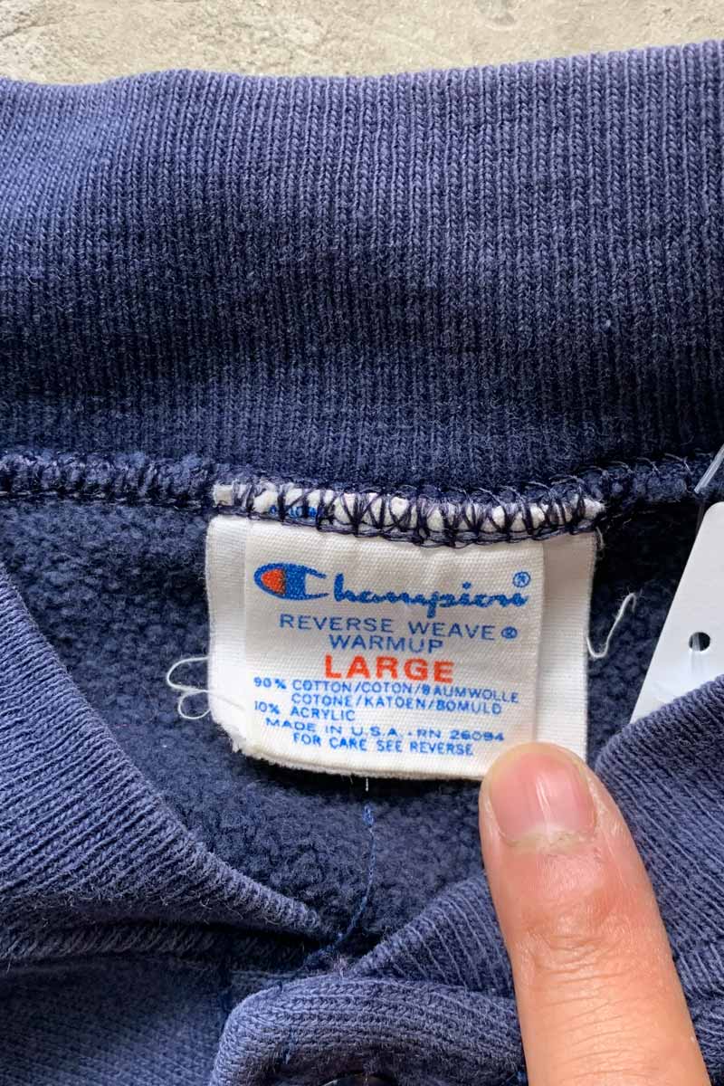 MADE IN USA 80'S REVERSE WEAVE SNAP SWEAT JACKET / NAVY [SIZE: L USED]