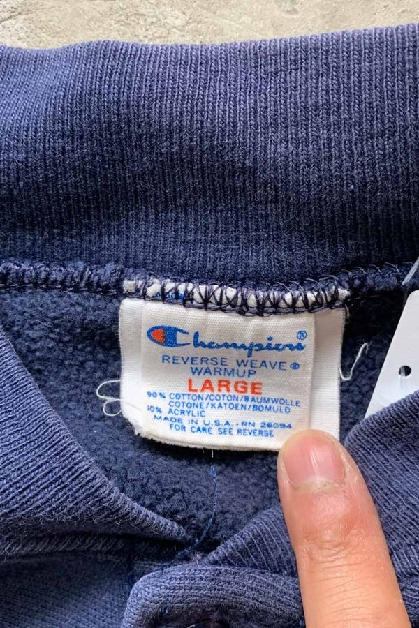MADE IN USA 80'S REVERSE WEAVE SNAP SWEAT JACKET / NAVY [SIZE: L USED]