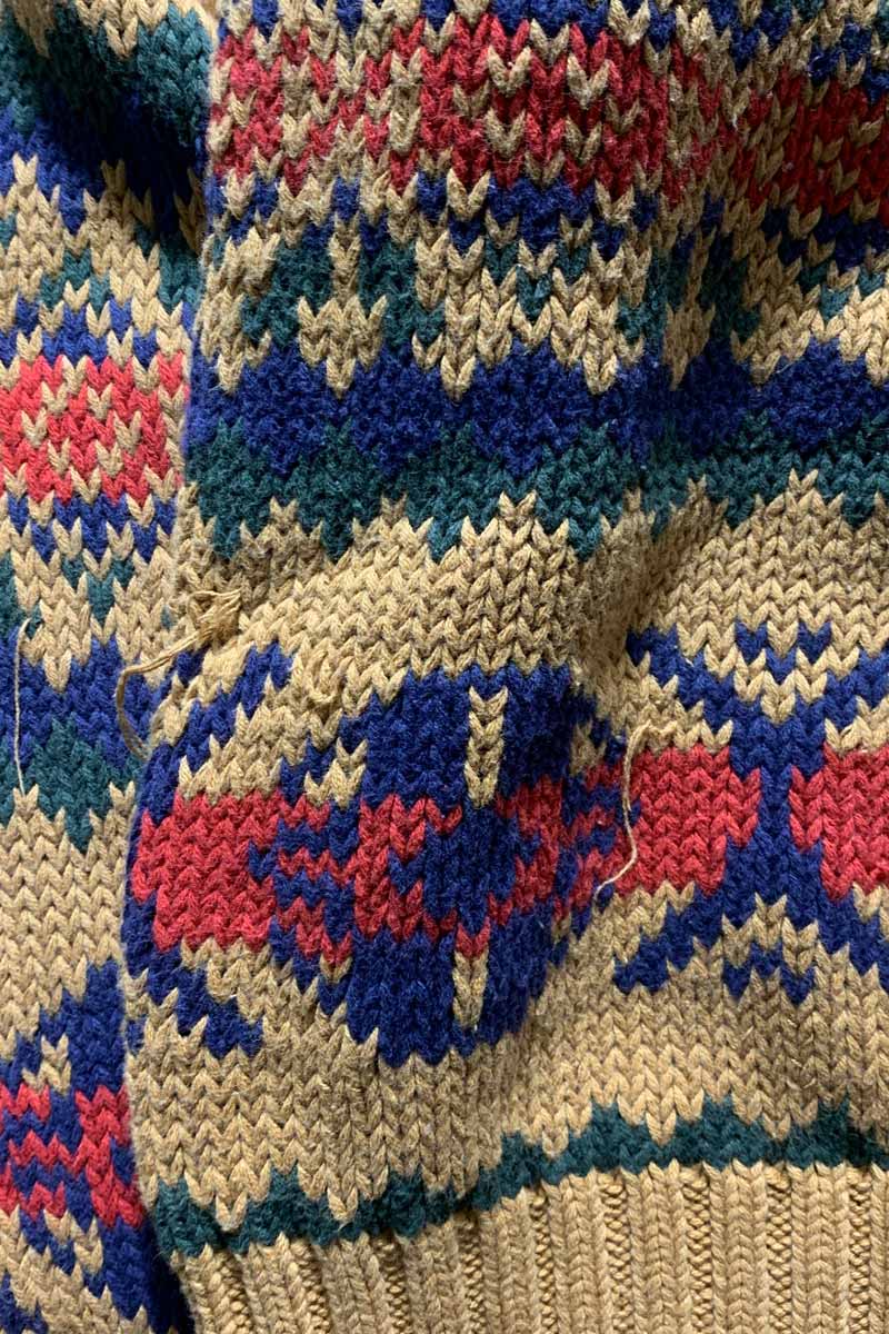 88'S-90'S NORDIC DESIGN COTTON KNIT SWEATER / MUSTARD [SIZE: L USED]