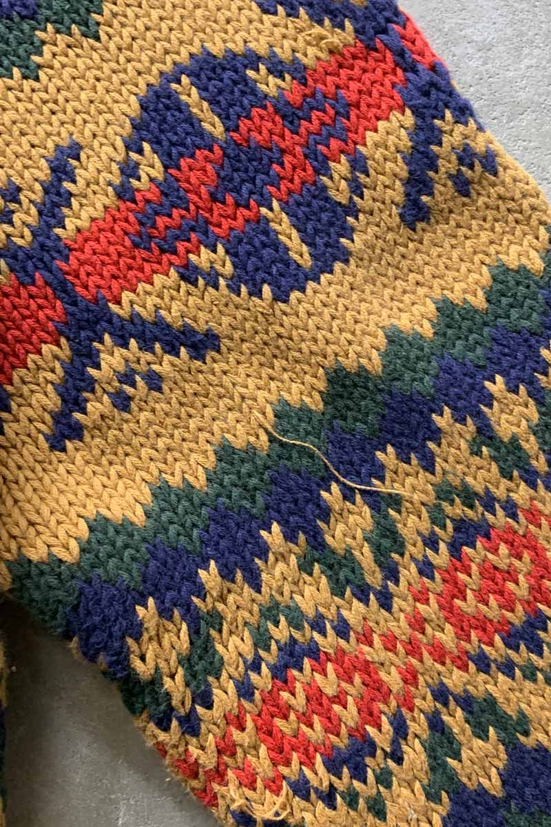 88'S-90'S NORDIC DESIGN COTTON KNIT SWEATER / MUSTARD [SIZE: L USED]