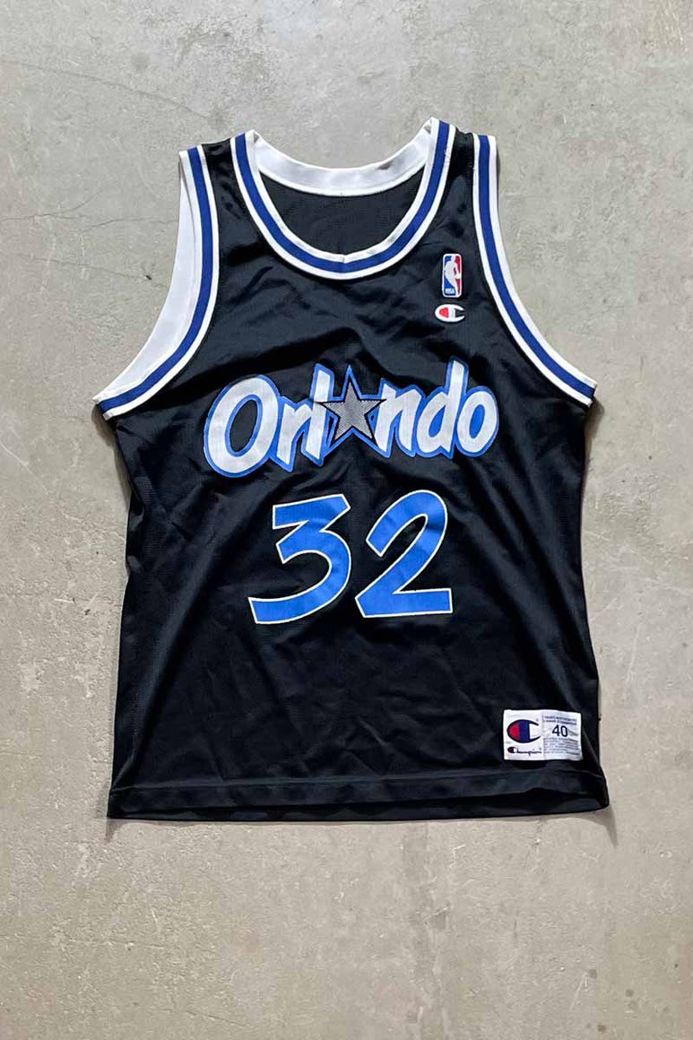 MADE IN USA 90'S NBA ORLANDO MAGIC SHAQ O'NEAL GAME SHIRT / BLACK [SIZE: M USED]