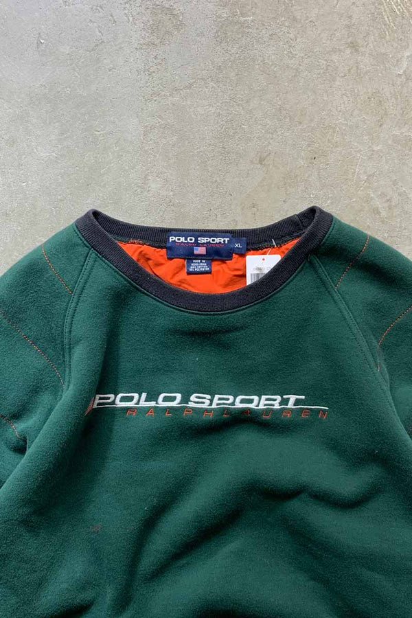 90'S RUGBY DESIGN LOGO SWEATSHIRT / GREEN [SIZE: XL USED]