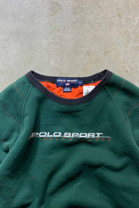 90'S RUGBY DESIGN LOGO SWEATSHIRT / GREEN [SIZE: XL USED]