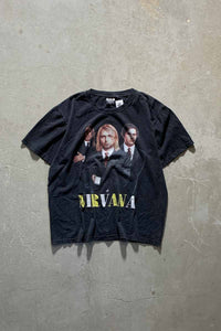 90'S NIRVANA FACE PRINT T-SHIRT / BLACK [SIZE: L USED]