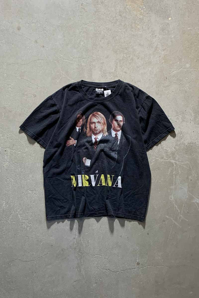 90'S NIRVANA FACE PRINT T-SHIRT / BLACK [SIZE: L USED]
