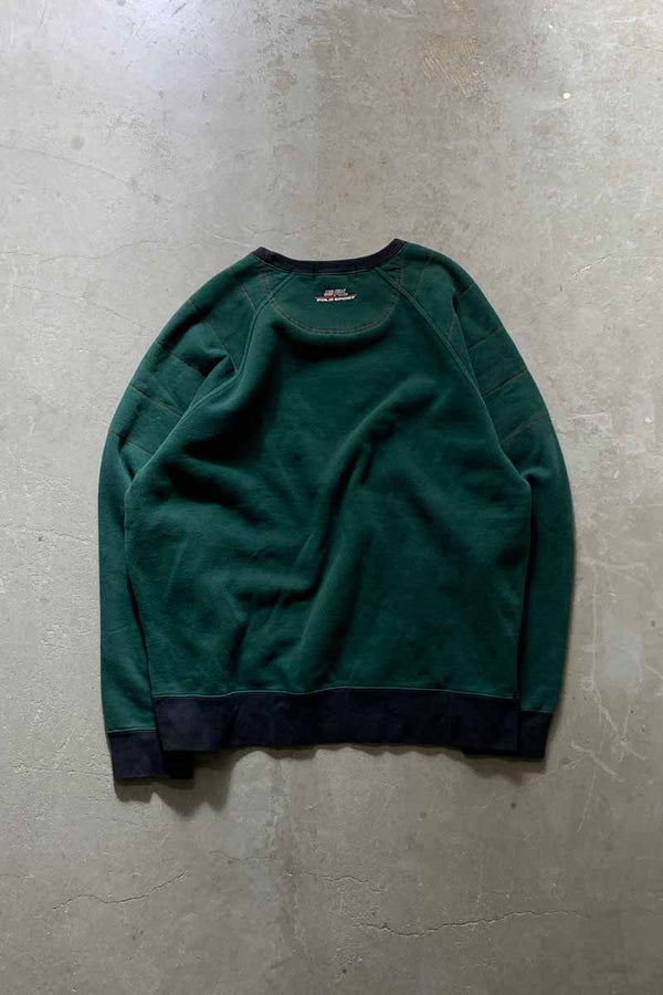 90'S RUGBY DESIGN LOGO SWEATSHIRT / GREEN [SIZE: XL USED]