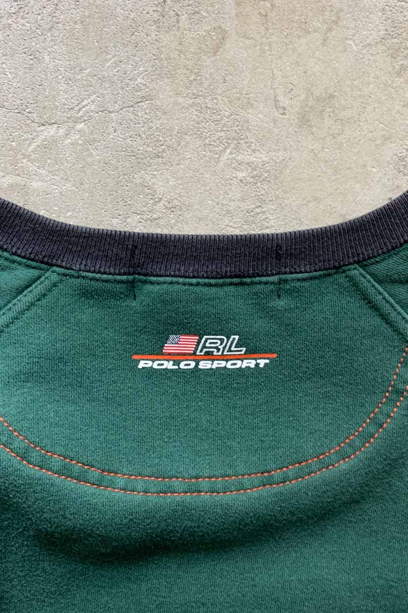 90'S RUGBY DESIGN LOGO SWEATSHIRT / GREEN [SIZE: XL USED]