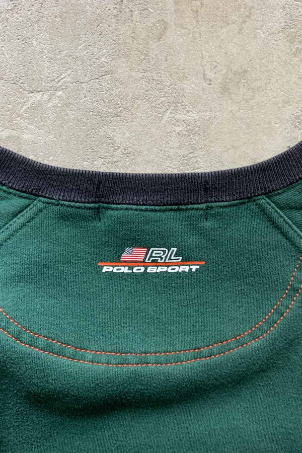 90'S RUGBY DESIGN LOGO SWEATSHIRT / GREEN [SIZE: XL USED]
