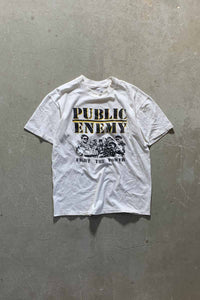 MADE IN USA 90'S PUBLIC ENEMY PRINT HIP HOP T-SHIRT / WHITE [SIZE: L USED]