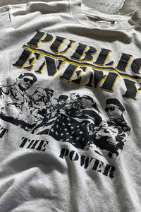 MADE IN USA 90'S PUBLIC ENEMY PRINT HIP HOP T-SHIRT / WHITE [SIZE: L USED]