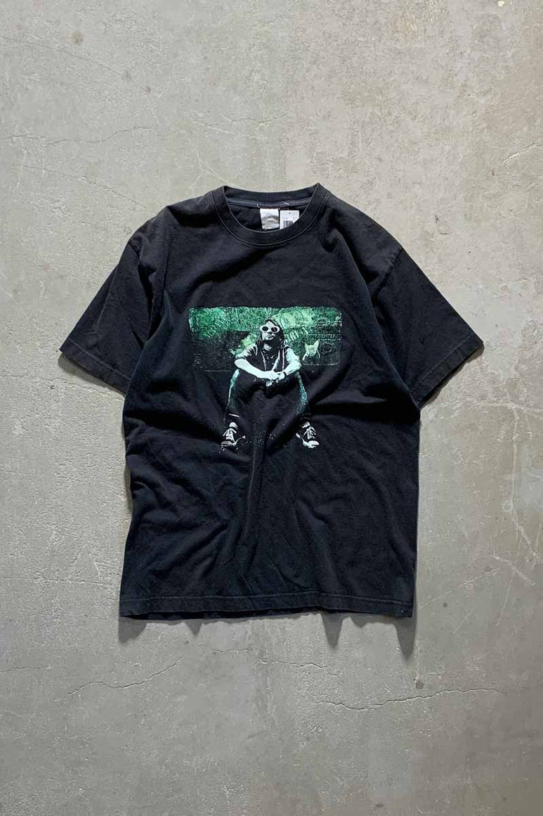 90'S KURT COBAIN PRINT T-SHIRT / BLACK [SIZE: XL USED]