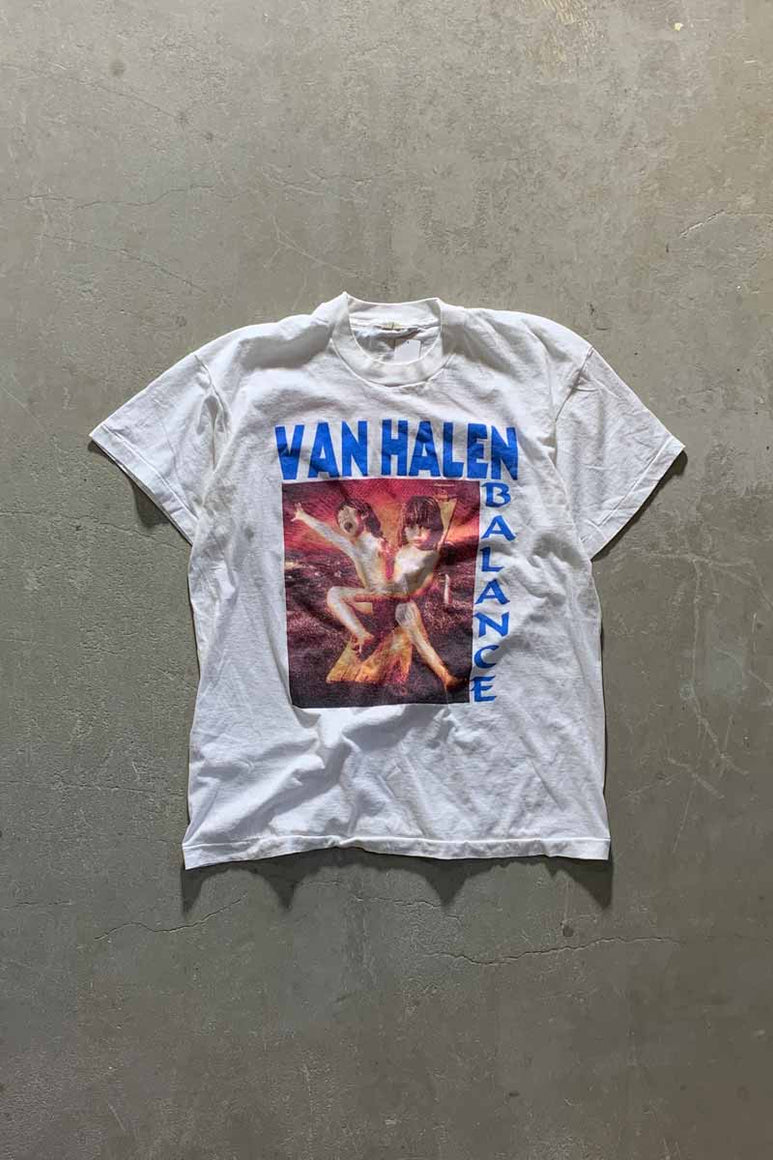 MADE IN USA 95'S WORLD TOUR VAN HALEN PRINT BAND T-SHIRT / WHITE [SIZE: XL USED]