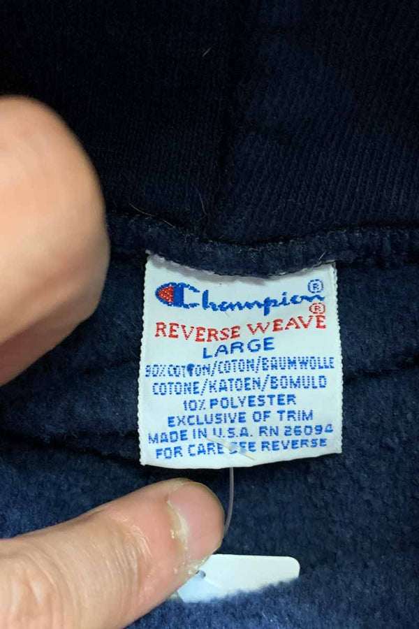 MADE IN USA 90'S REVERSE WEAVE SWEAT HOODIE / NAVY [SIZE: L USED]