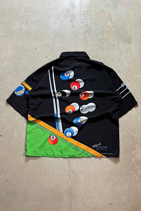 90'S BILLIARDS S/S OPEN COLLAR SHIRT / BLACK [SIZE: XL USED]